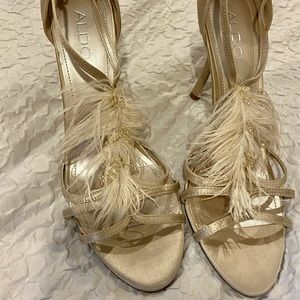 Aldo feather and beaded heels